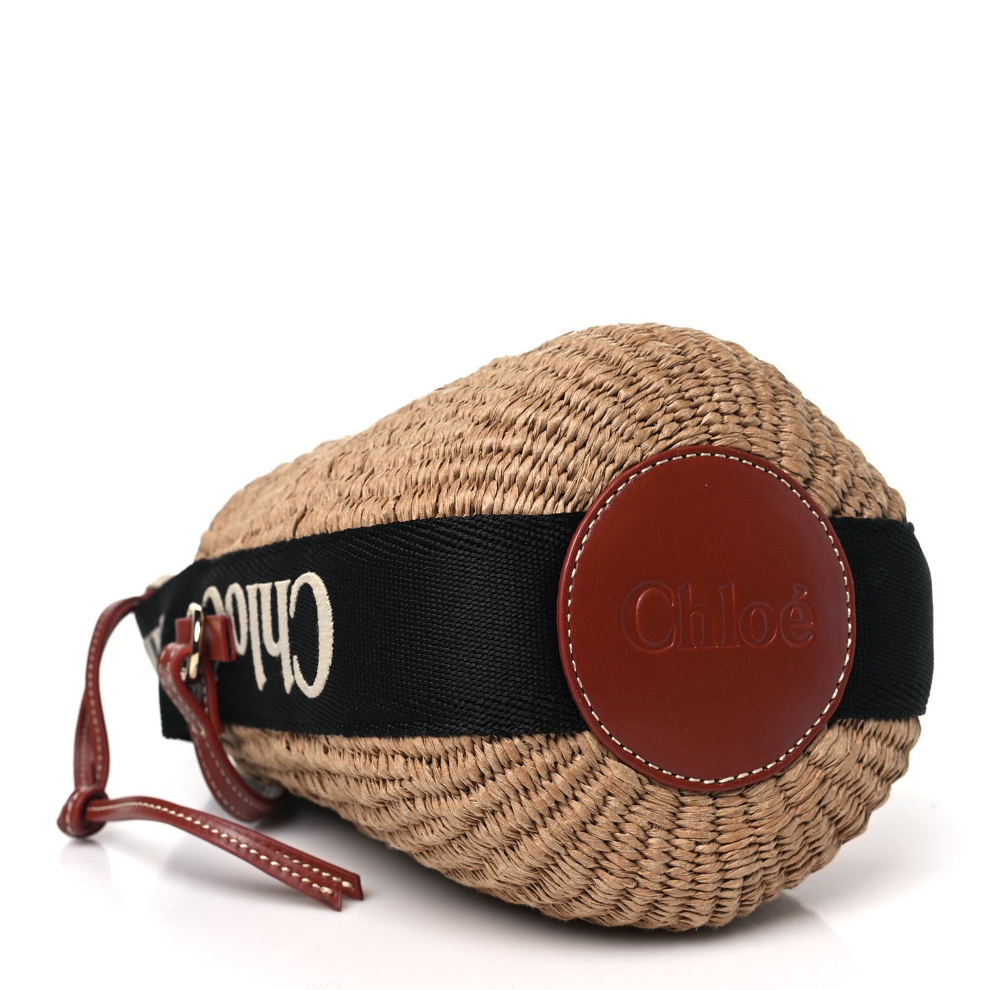 X MIFUKO Raffia Calfskin Small Woody Basket Shoulder Bag Black Beige