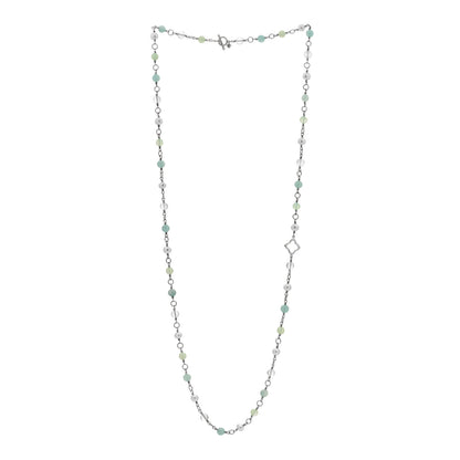 David Yurman Sterling Silver Pearl Aquamarine Chalcedony 14mm Quatrefoil Necklace 2 of 3