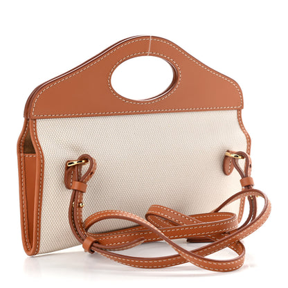 Burberry Canvas Calfskin Pocket Crossbody Bag Tan 3 of 8