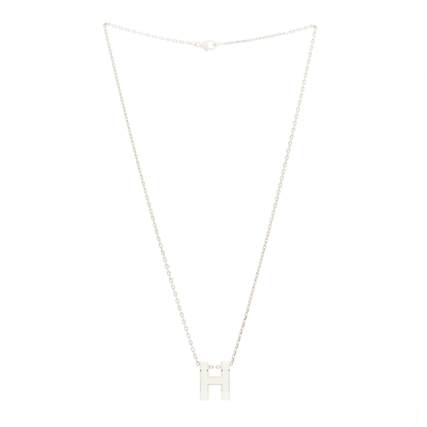 Palladium Pop H Pendant Necklace White