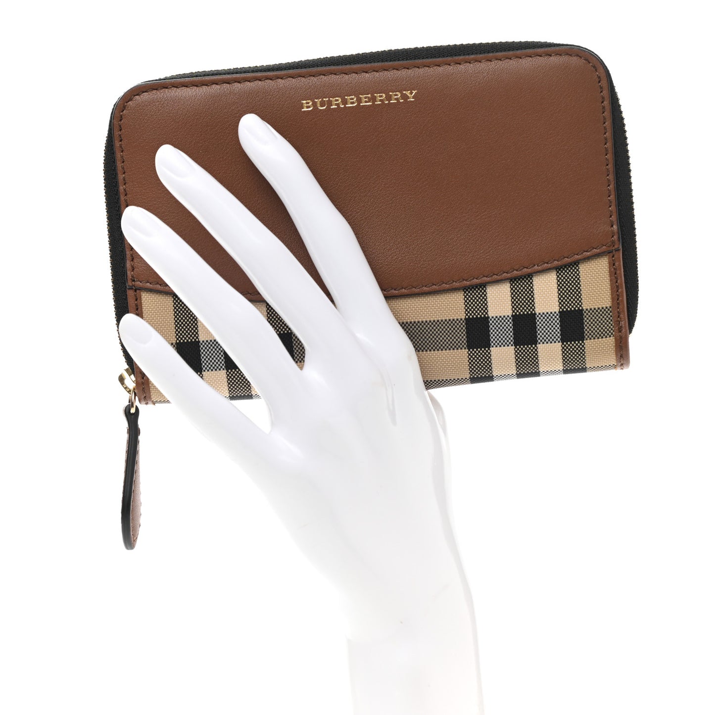 Calfskin Horseferry Check Medium Marston Zip Around Wallet Tan
