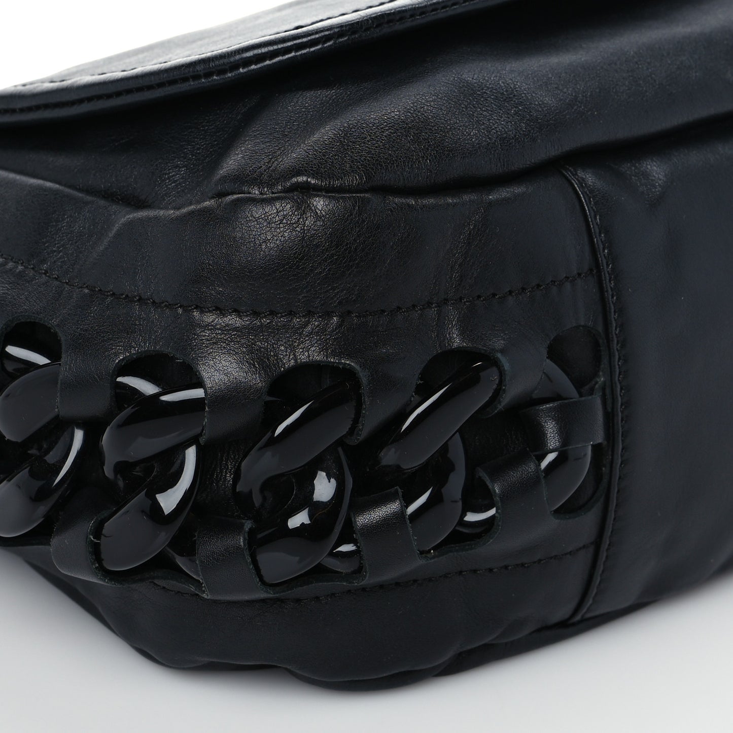 Calfskin Modern Chain Rhodoid Flap Black