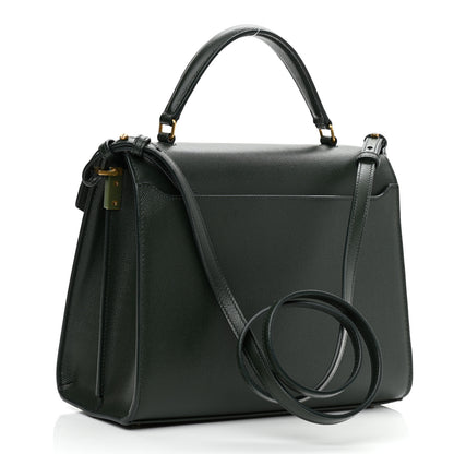 Saint Laurent Grain de Poudre Medium Classic Monogram Cassandra Top Handle Dark Green 2 of 10