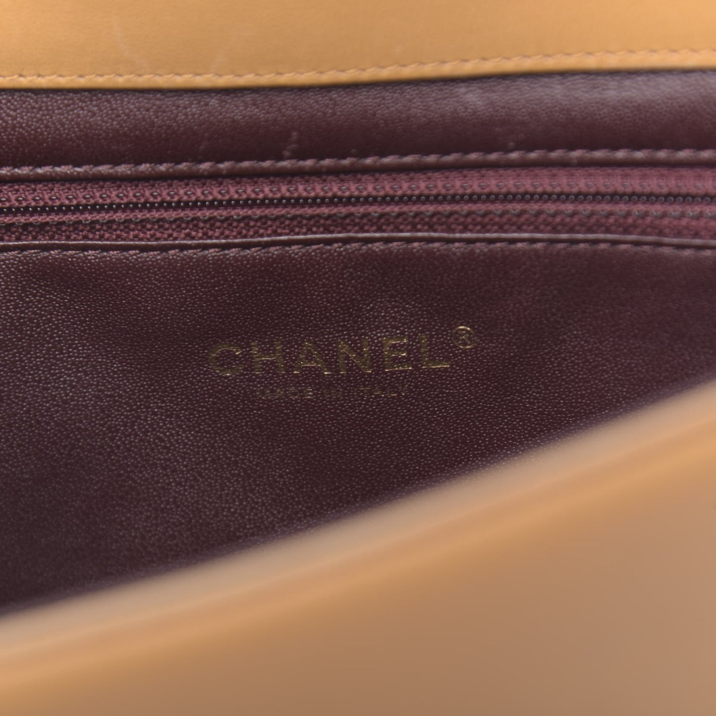 Lambskin Quilted Medium Diamond CC Flap Beige