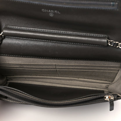 Chanel Metallic Caviar Timeless CC Wallet On Chain WOC Dark Silver 6 of 16