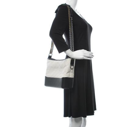 Chanel Aged Calfskin Quilted Medium Gabrielle Hobo Black White 2 of 10