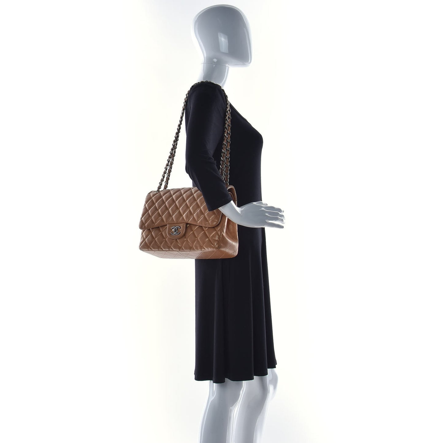 Metallic Caviar Quilted Jumbo Double Flap Copper