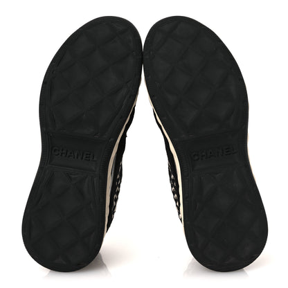 Chanel Suede Calfskin Embroidered CC Sneakers 36.5 Black 7 of 12