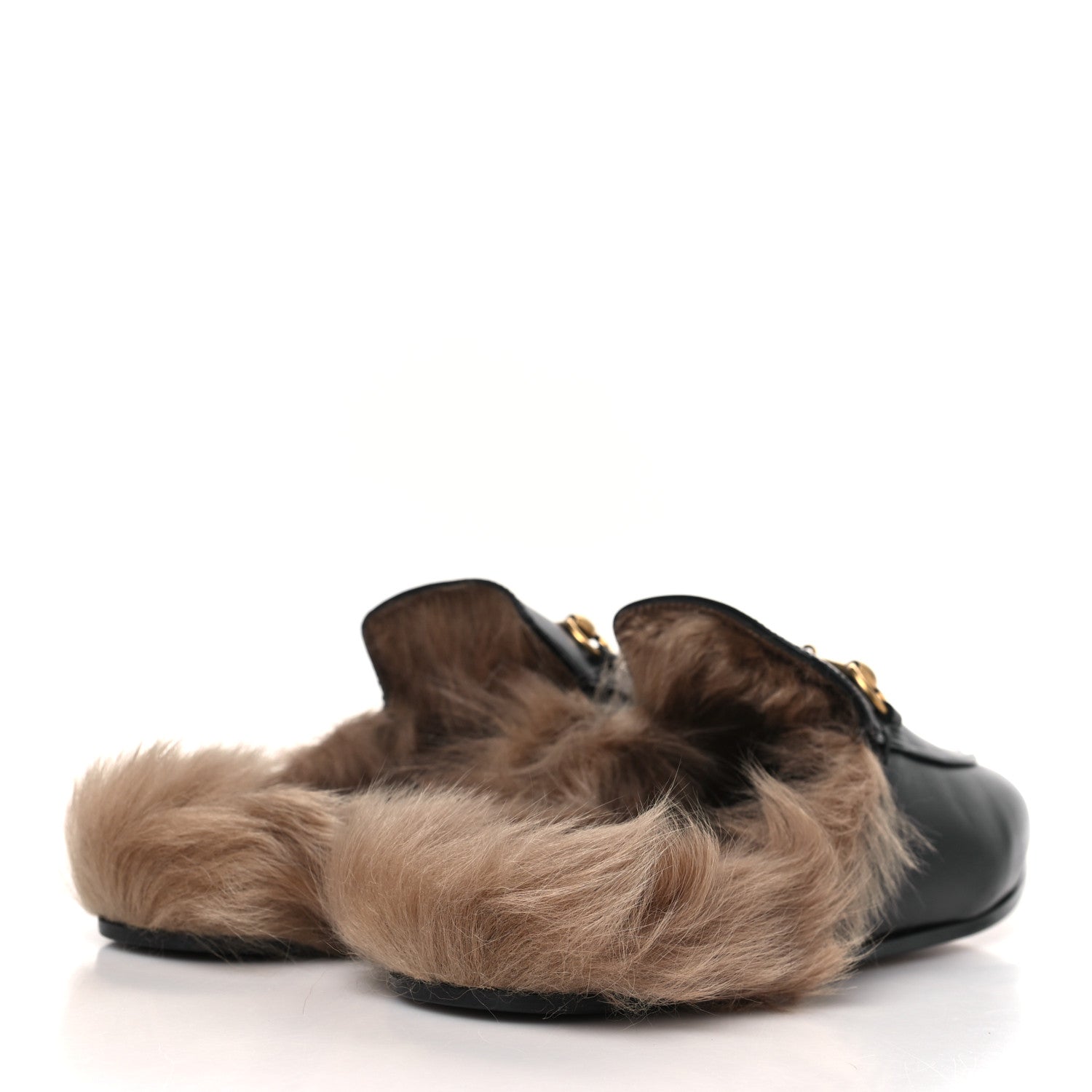 Gucci Calfskin Fur Womens Princetown Slippers 39 Black 4 of 7