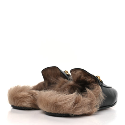 Gucci Calfskin Fur Womens Princetown Slippers 39 Black 4 of 7