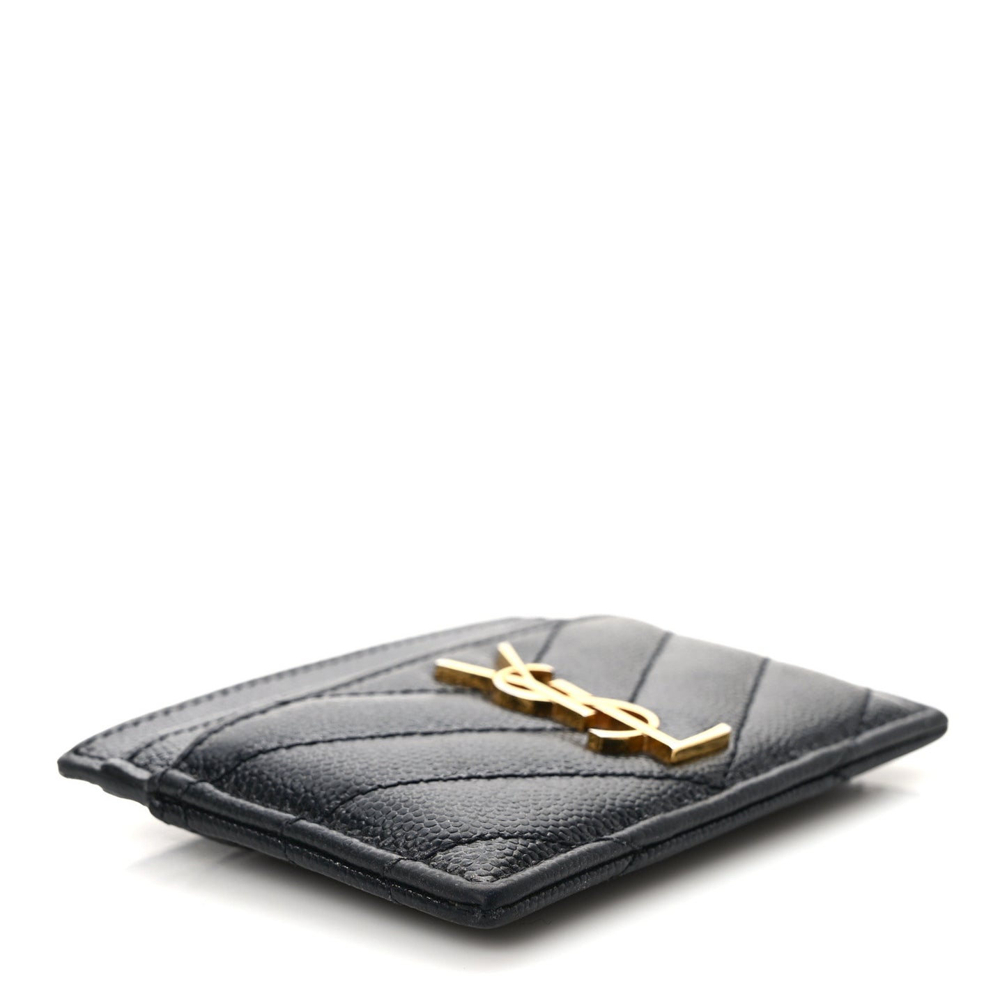 Grain De Poudre Matelasse Chevron Monogram Credit Card Case Black