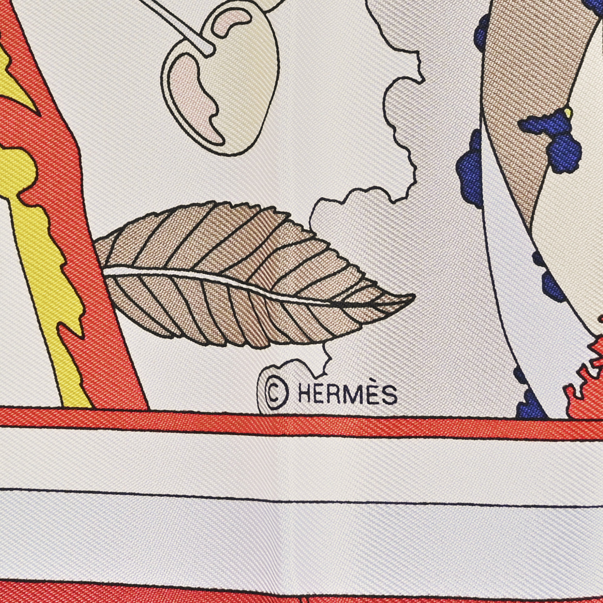 Hermes Silk Lanternes Ballons et Cocardes Scarf 90 Orange Creme Vert 3 of 3