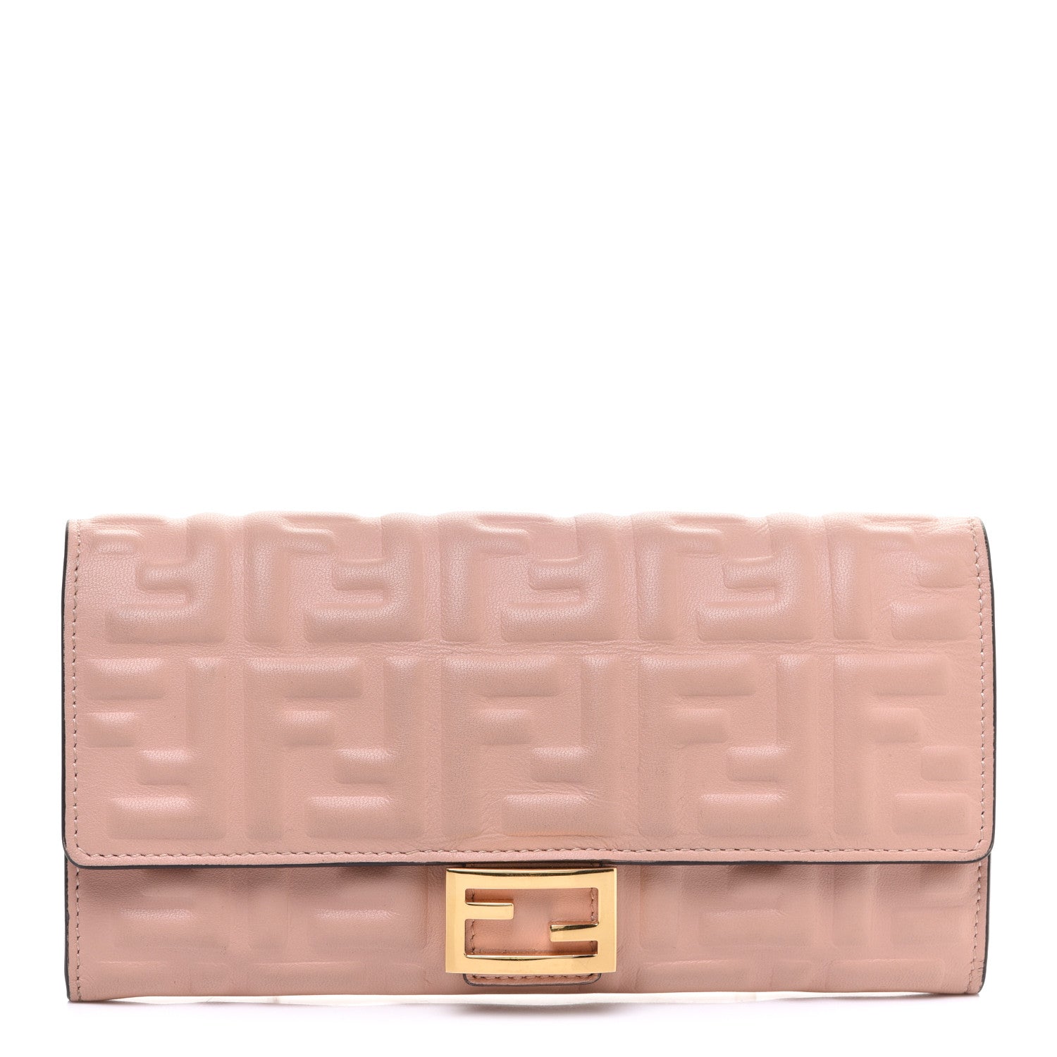 Fendi Nappa Matisse FF Embossed Continental Wallet Rose Quarzo 1 of 9