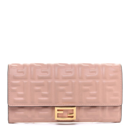 Fendi Nappa Matisse FF Embossed Continental Wallet Rose Quarzo 1 of 9