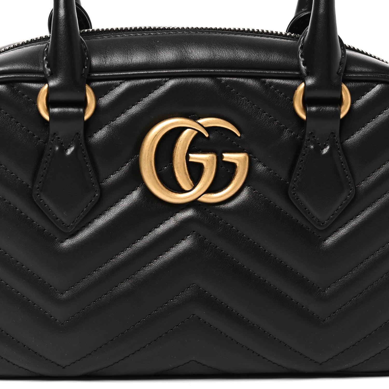 Gucci Calfskin Matelasse Small GG Marmont East West Shoulder Bag Black 8 of 10