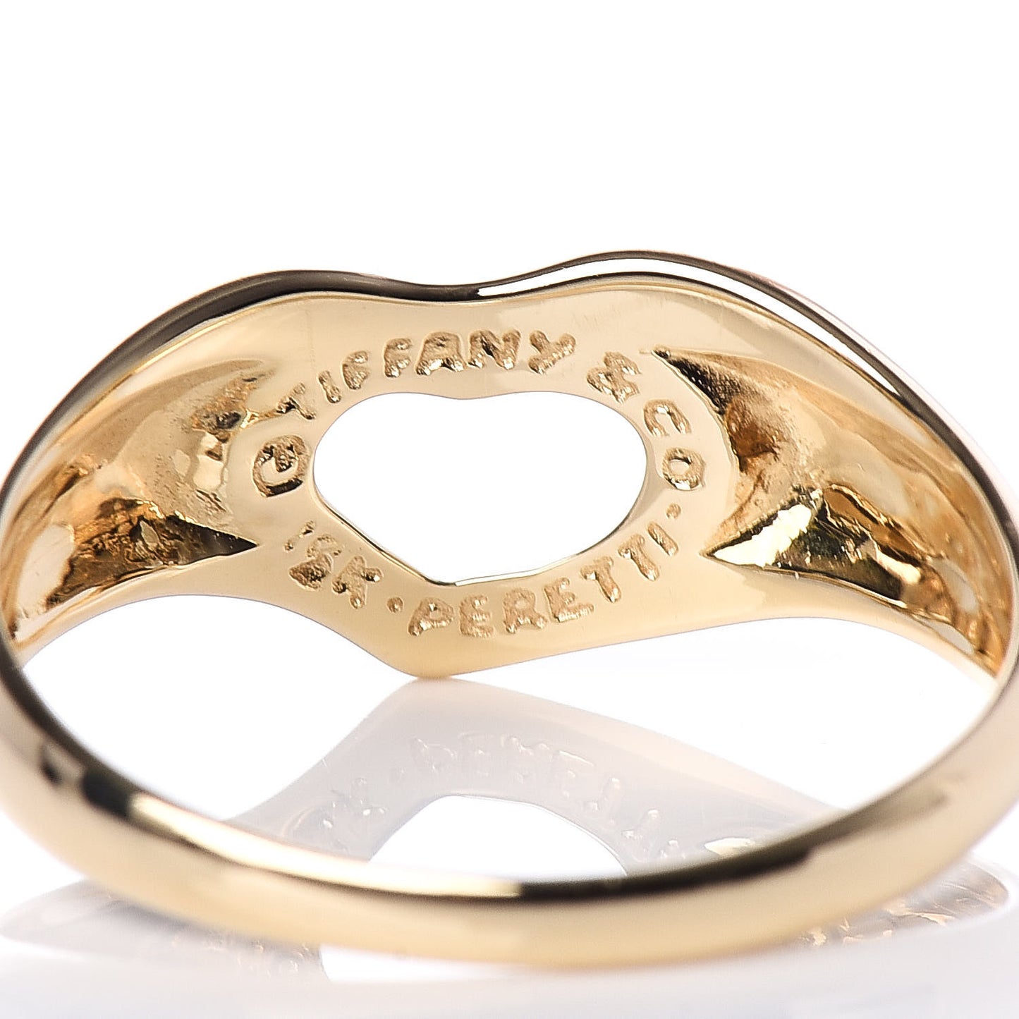 18K Yellow Gold Open Heart Ring 53 6.5