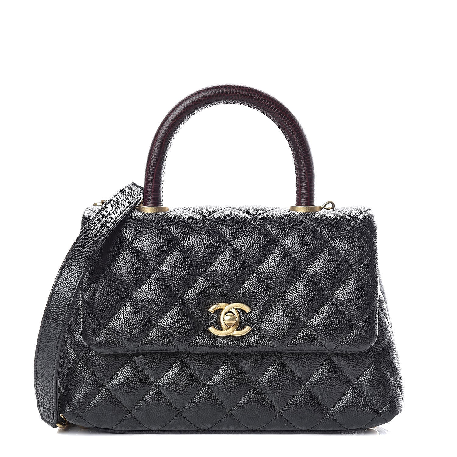 Chanel Caviar Lizard Embossed Quilted Mini Coco Handle Flap Black 1 of 10