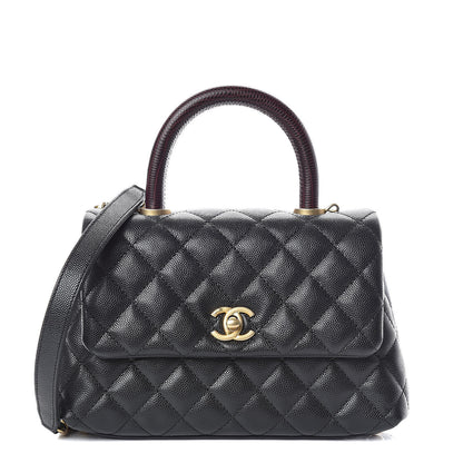 Chanel Caviar Lizard Embossed Quilted Mini Coco Handle Flap Black 1 of 10