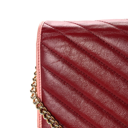 Gucci Azalea Calfskin Enamel Matelasse Diagonal Torchon GG Marmont Chain Wallet New Cherry Red Wild Rose 12 of 12