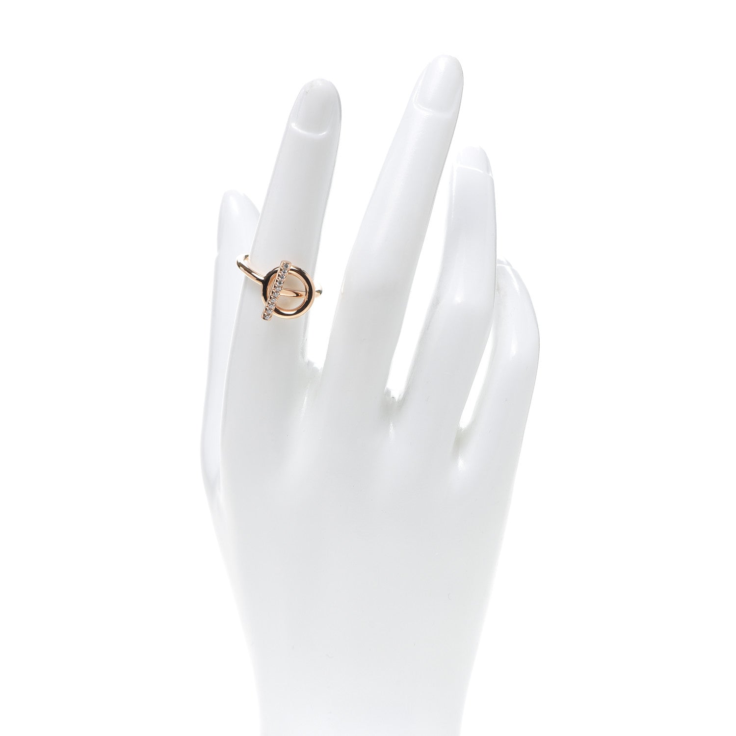 Hermes 18K Rose Gold Diamond PM Echappee Ring 52 6 2 of 4