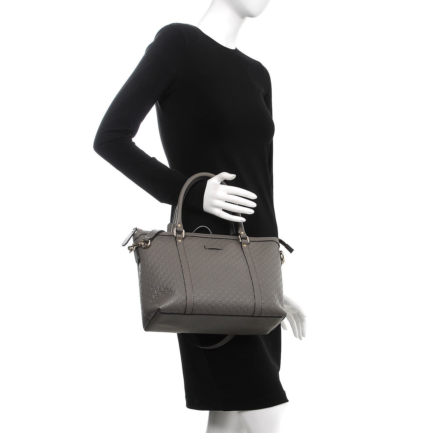 Soft Microguccissima Small Zippered Satchel Loess