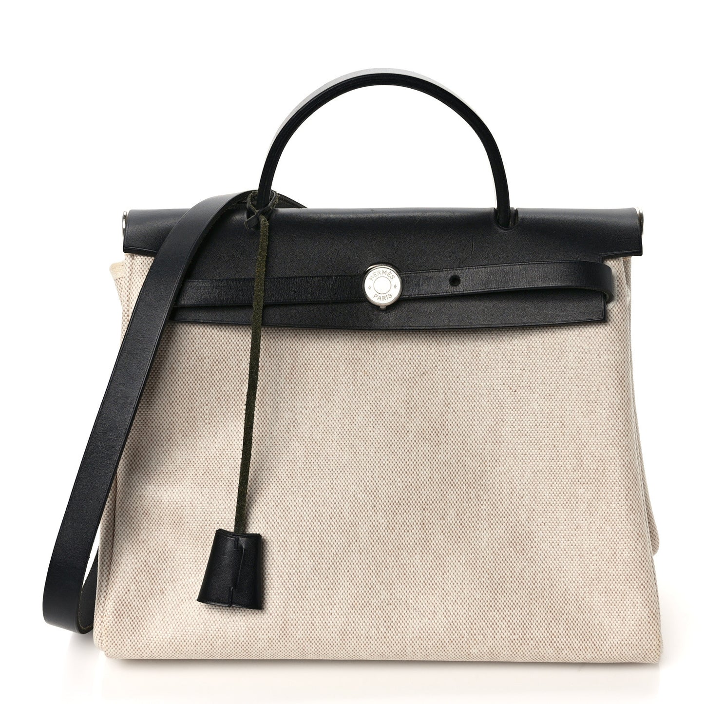 Toile Vache Calfskin Herbag 30 PM Ficelle Black