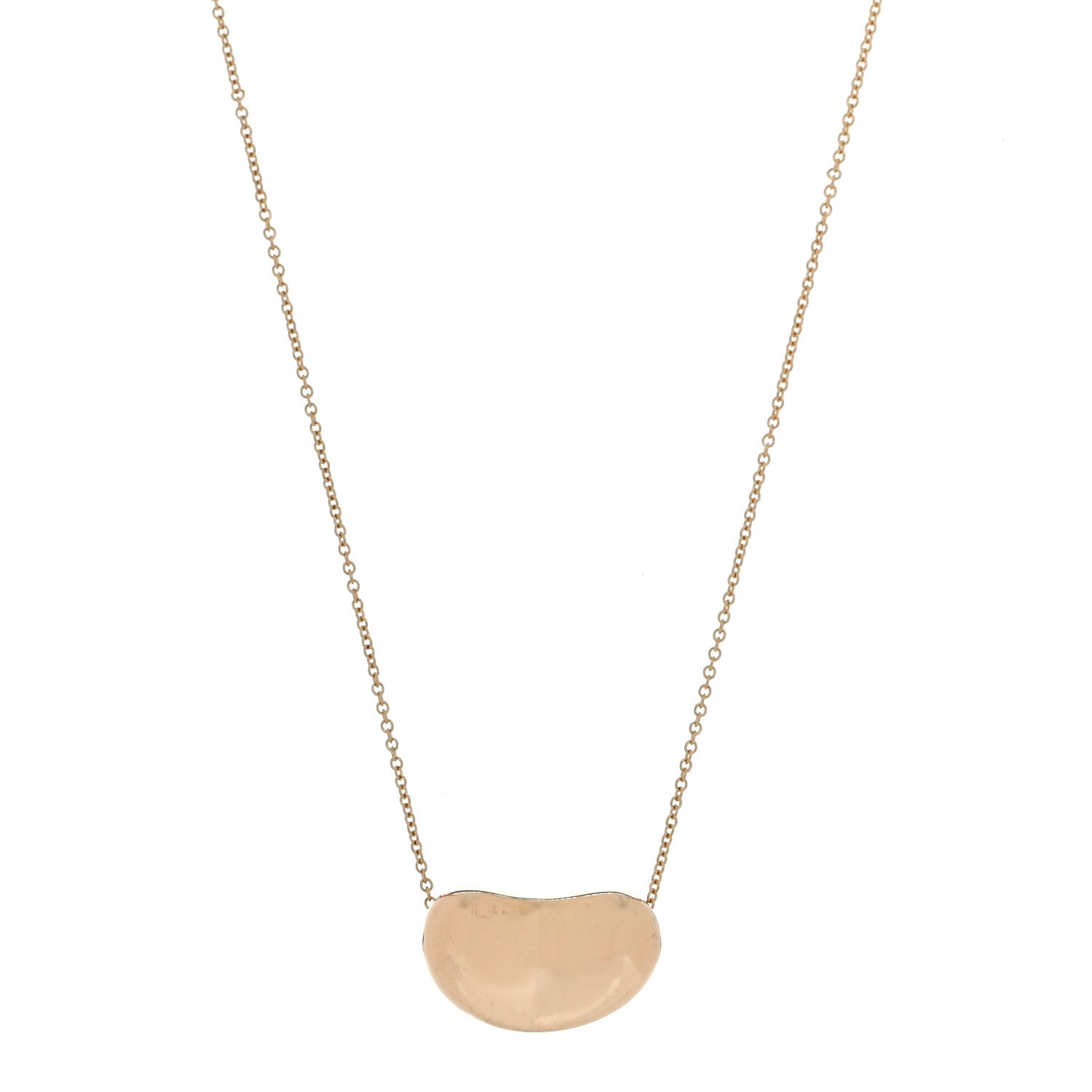 Tiffany 18K Yellow Gold 20mm Elsa Peretti Bean Pendant Necklace 1 of 14