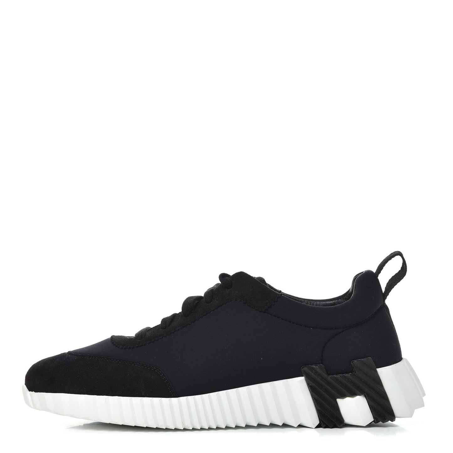 Technical Jersey Suede Goatskin Bouncing Sneakers 36 Black White