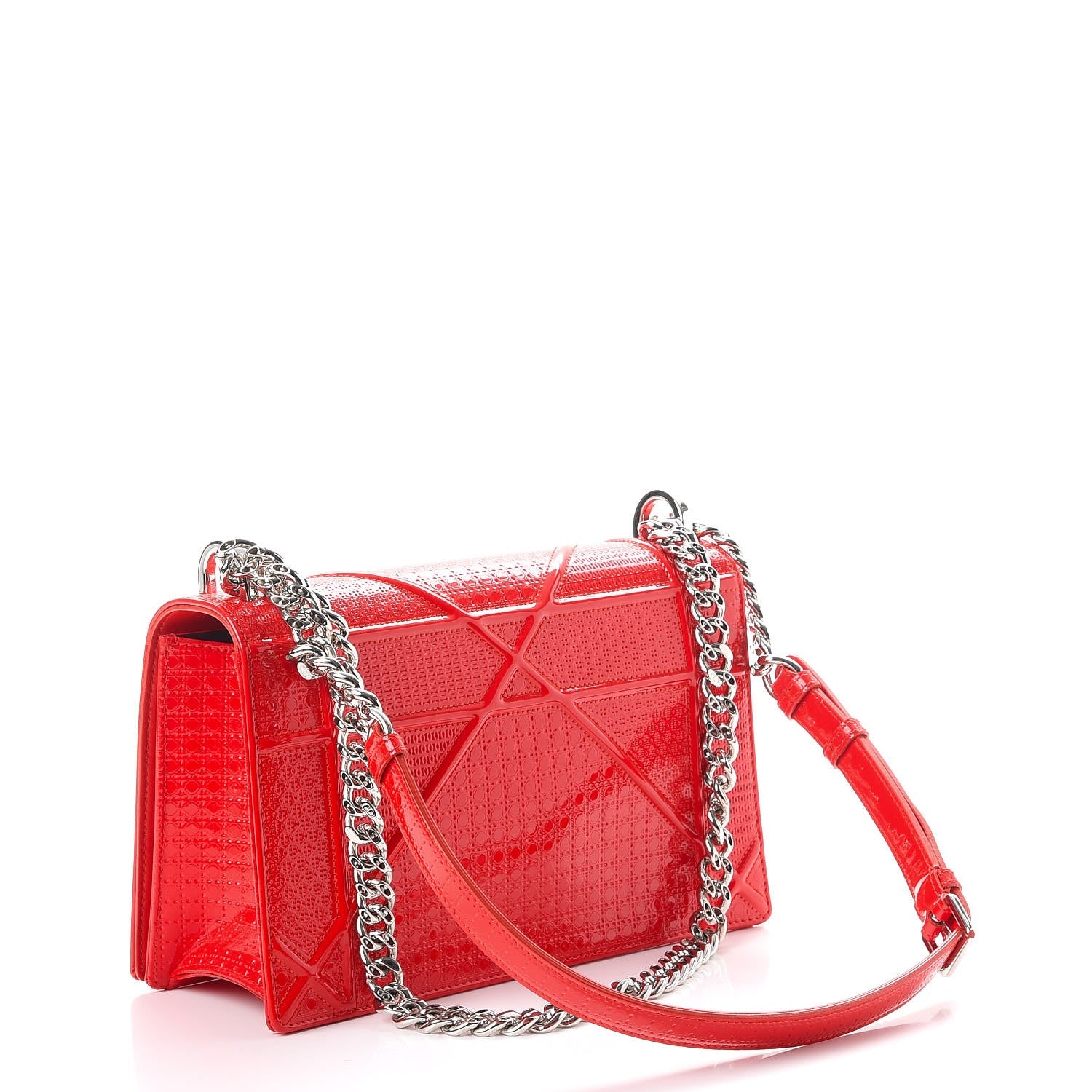 Christian Dior Patent Micro-Cannage Medium Diorama Flap Bag Red 3 of 8