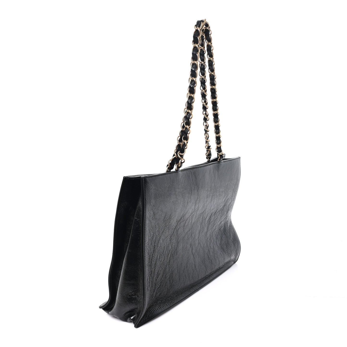 Glazed Aged Calfskin CC Tote Black