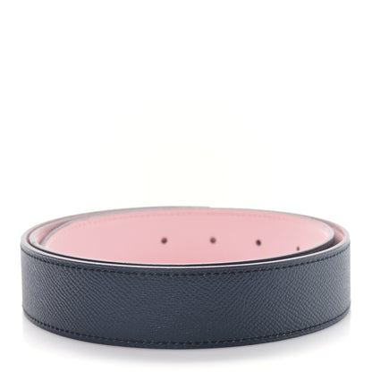 Hermes Swift Epsom Reversible 32mm Belt Strap 85 85 34 Rosa Sakura Bleu Obscur 2 of 5