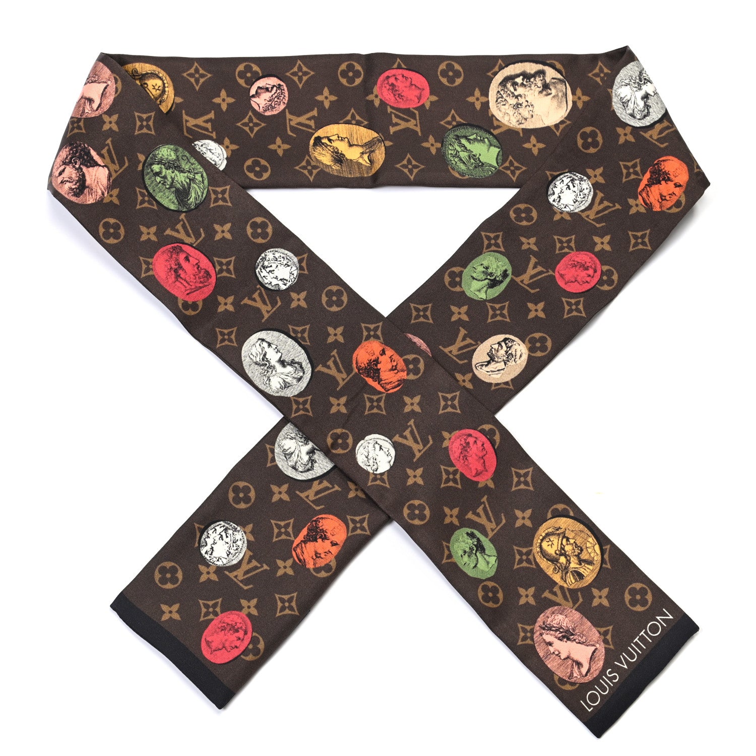 Louis Vuitton X FORNASETTI Silk Monogram Cameo Bandeau Brown 1 of 3
