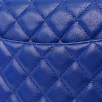 Chanel Lambskin Quilted Jumbo Double Flap Blue 16 of 18