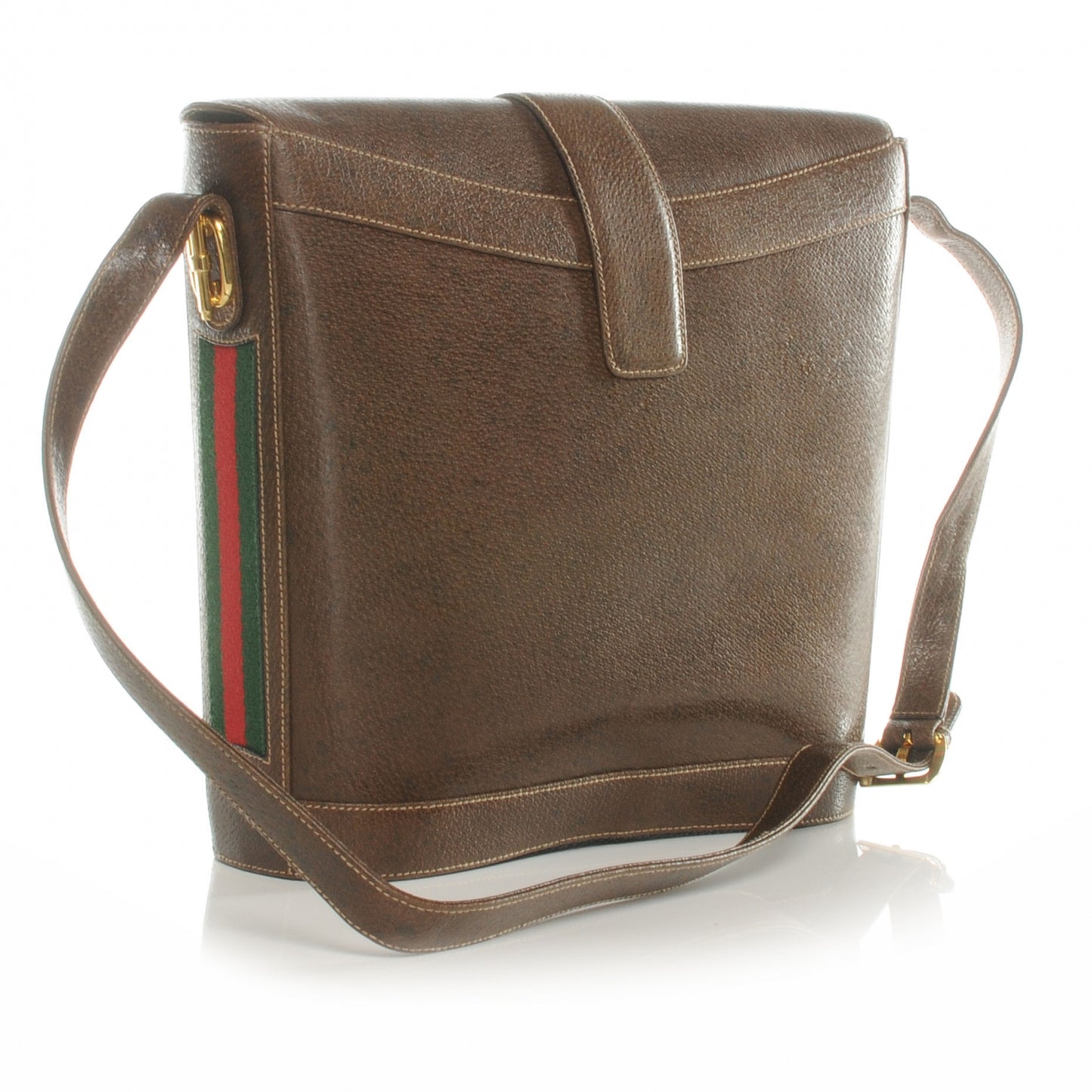 Leather Web Shoulder Bag Brown