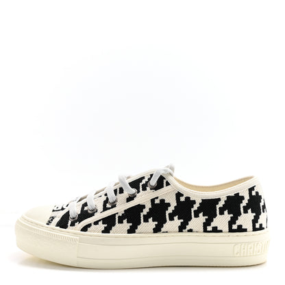 Christian Dior Canvas Macro Houndstooth Embroidered Womens Walk'N'Dior Low Top Sneakers 37.5 White Black 1 of 9