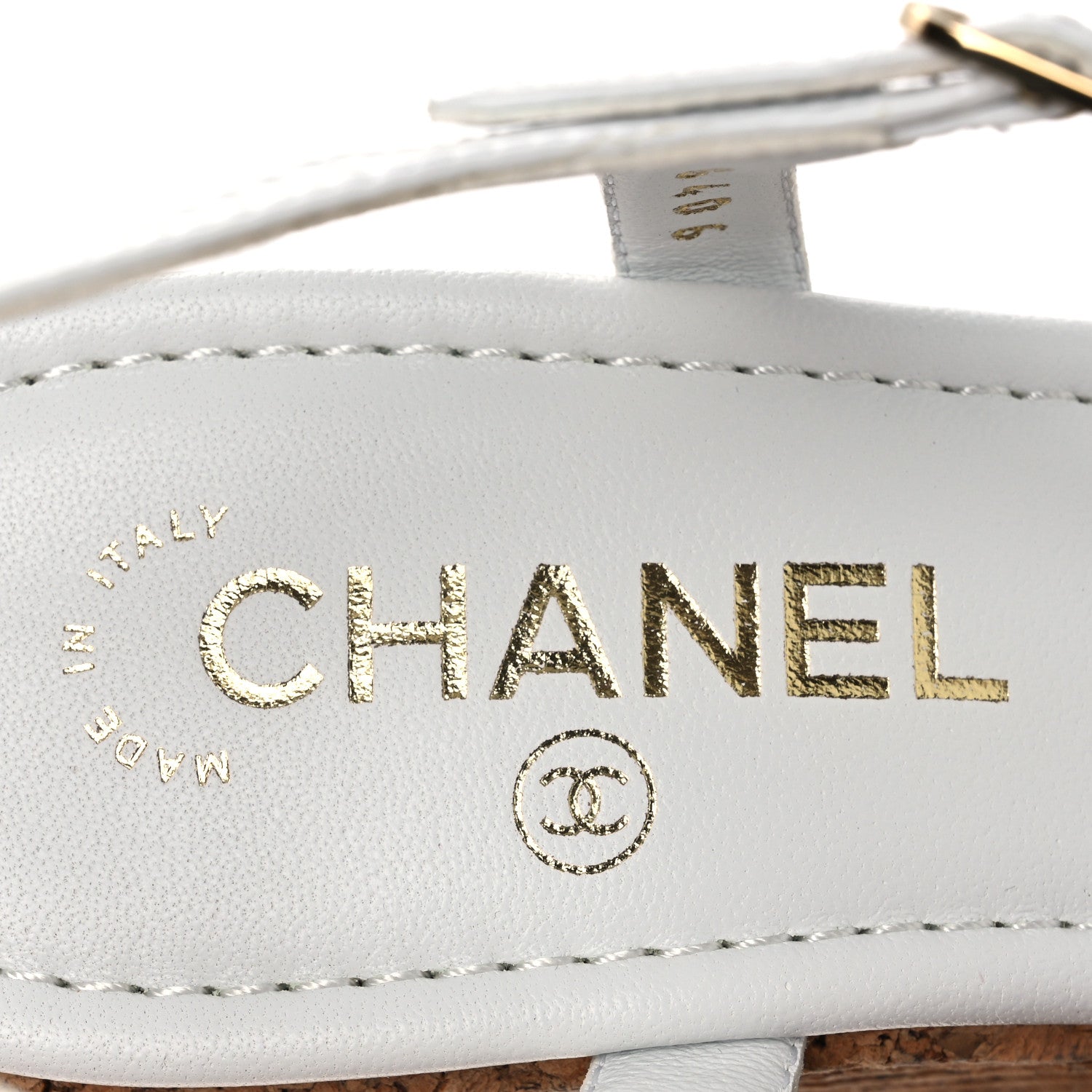 Chanel Patent Goatskin Cork CC Ankle Strap Platform Sandals 40 White 9 of 15