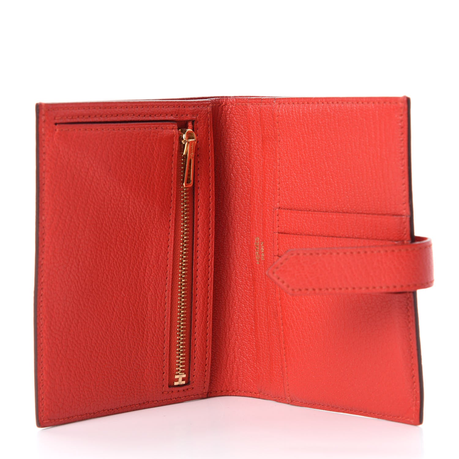 Hermes Chevre Mysore Bearn Compact Wallet Rouge Tomate 5 of 7