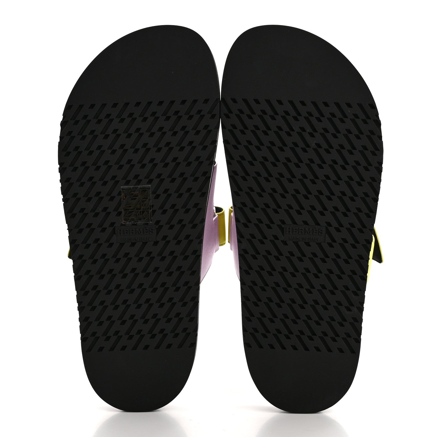 Hermes Satin Womens Chypre Sandals 38 Violet Petale Vert lime 5 of 9