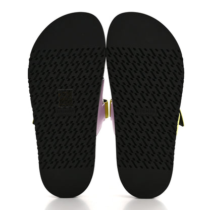 Hermes Satin Womens Chypre Sandals 38 Violet Petale Vert lime 5 of 9