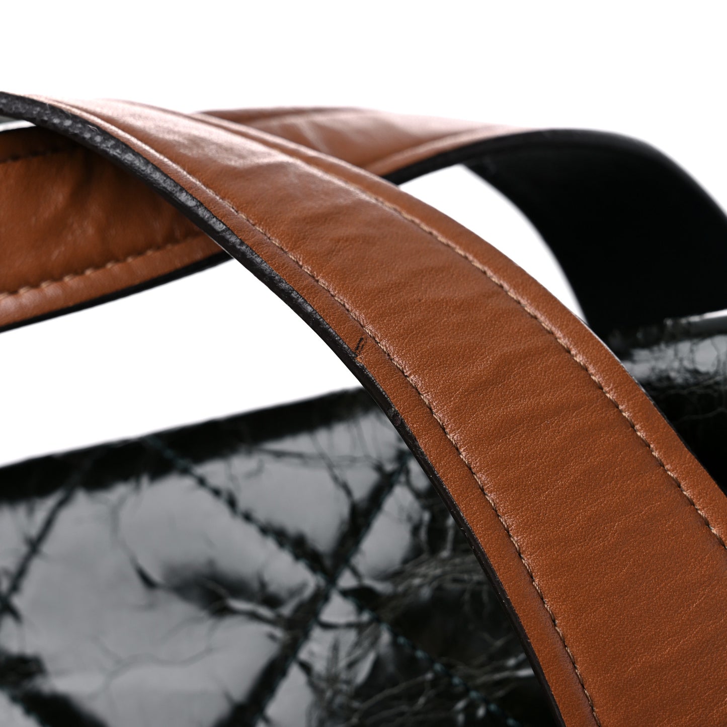 Iridescent Glazed Calfskin In The Mix Tote Dark Green