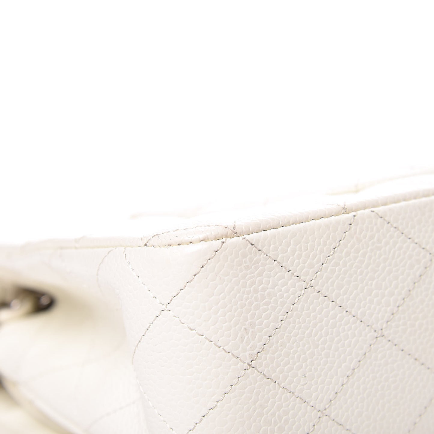 Caviar Quilted Medium Double Flap White