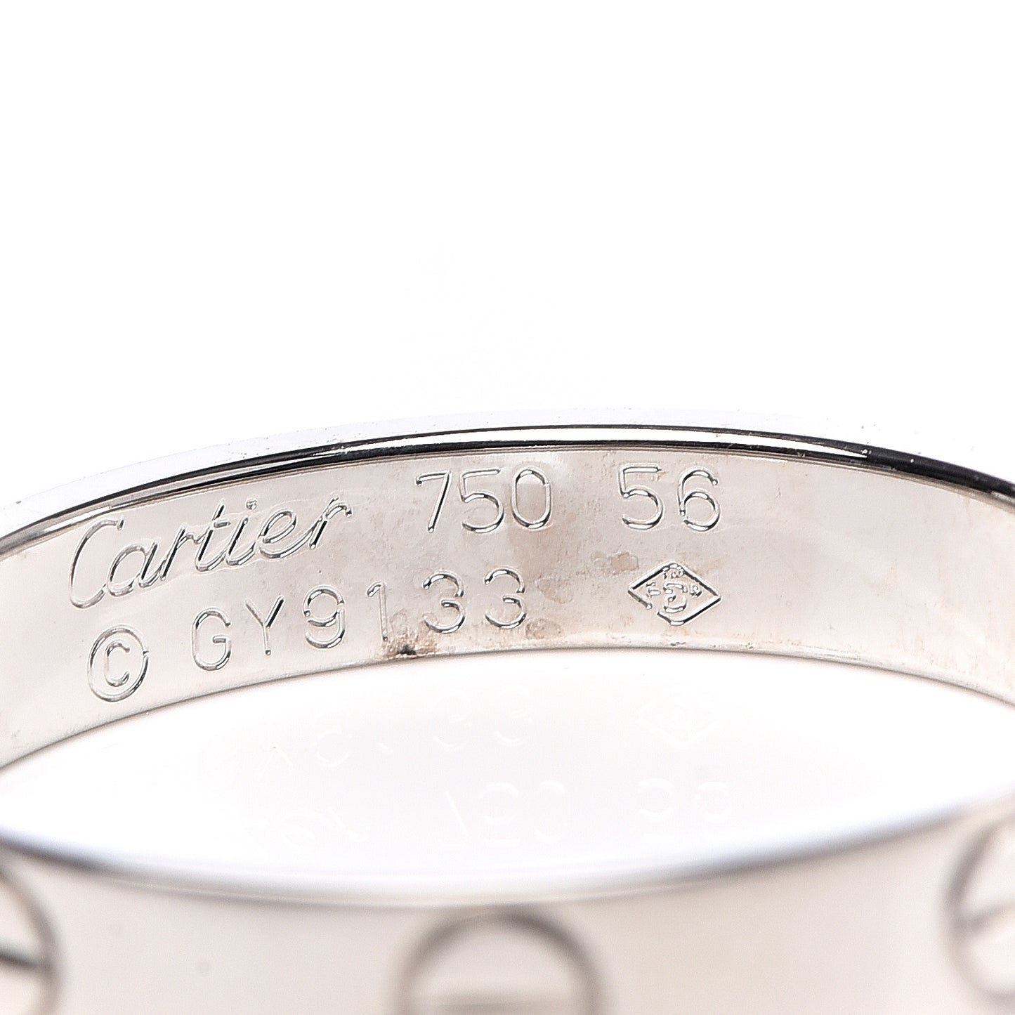 18K White Gold 3.5mm LOVE Wedding Band Ring 56 7.75