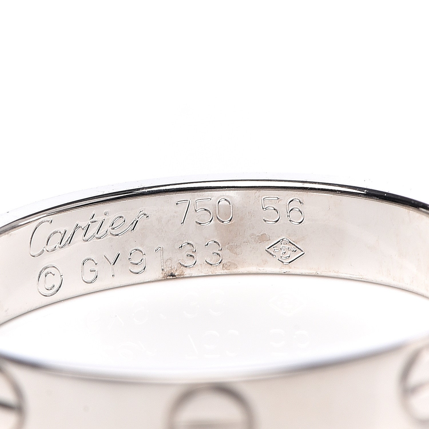 Cartier 18K White Gold 3.5mm LOVE Wedding Band Ring 56 7.75 4 of 4