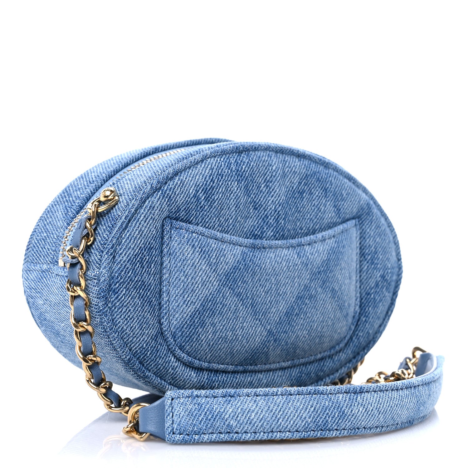 Chanel Denim Printed Chain Clutch Dark Blue 2 of 10