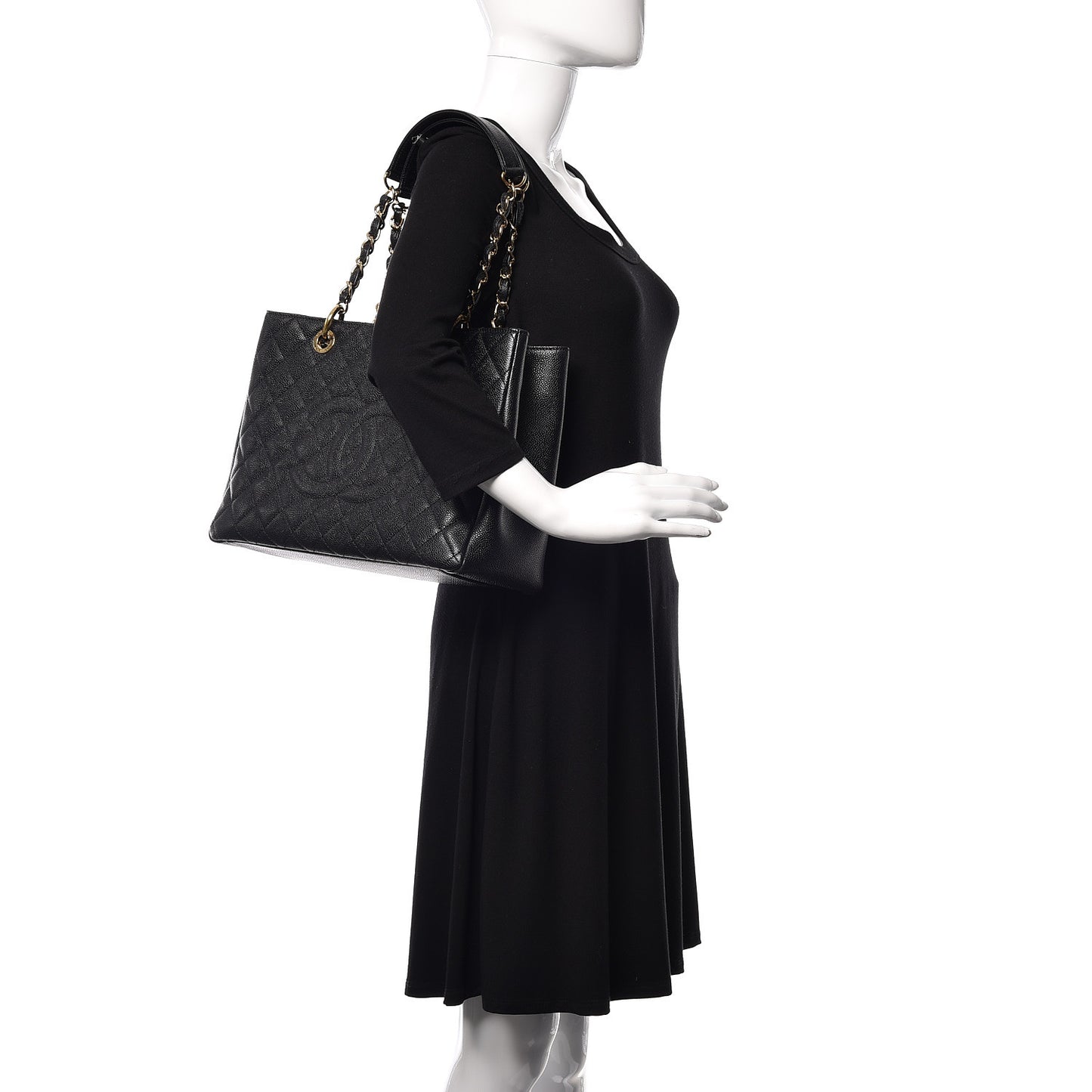 Caviar Quilted Grand Shopping Tote GST Black