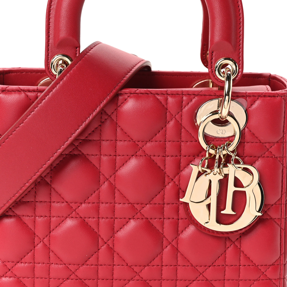 Christian Dior Lambskin Cannage Small My ABCDior Lady Dior Red 8 of 10