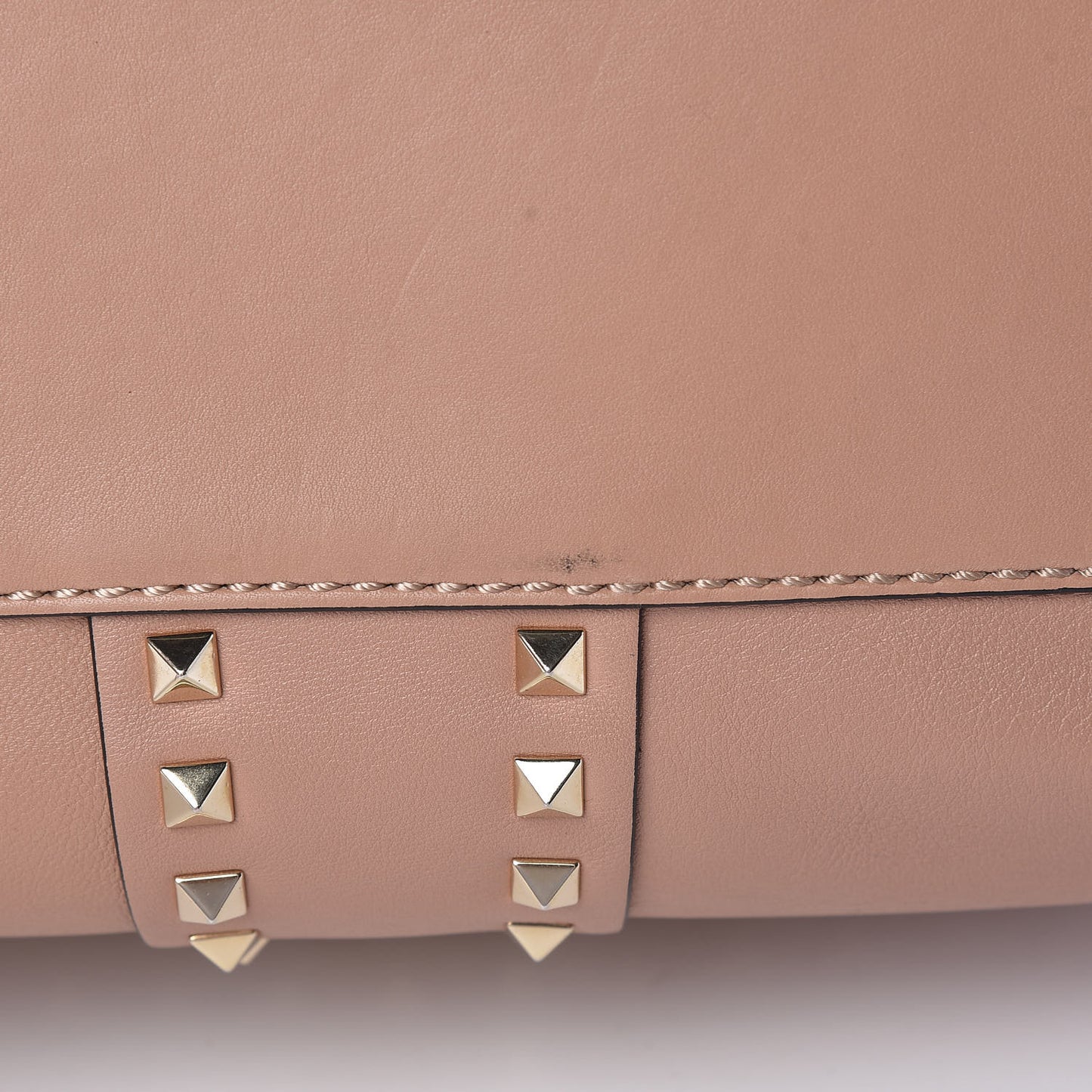 Calfskin Rockstud Top Handle Satchel Soft Noisette