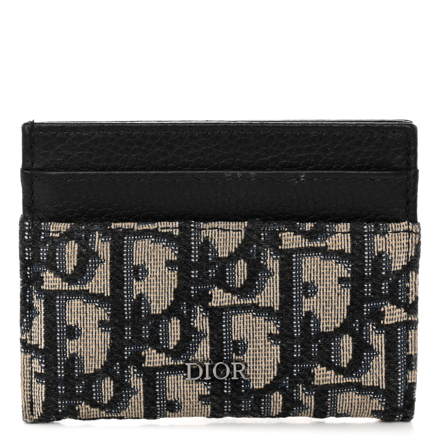 Christian Dior Grained Calfskin Oblique Card Holder Black 1 of 8