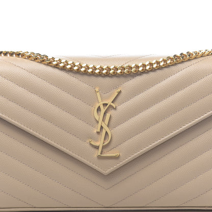 Saint Laurent Grain De Poudre Matelasse Chevron Monogram Chain Wallet Nude Powder 9 of 9