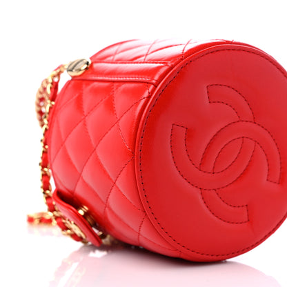 Chanel Patent Calfskin Quilted Top Handle Vanity With Chain Red 8 of 10